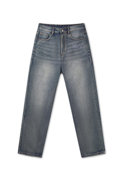 ED HARDY - EMBROIDERED PANTHER RELAXED JEANS
