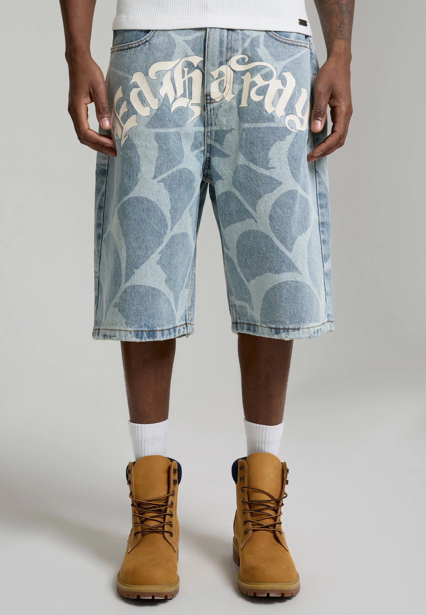 ED HARDY - GOTHIC COBWEB DENIM JORTS