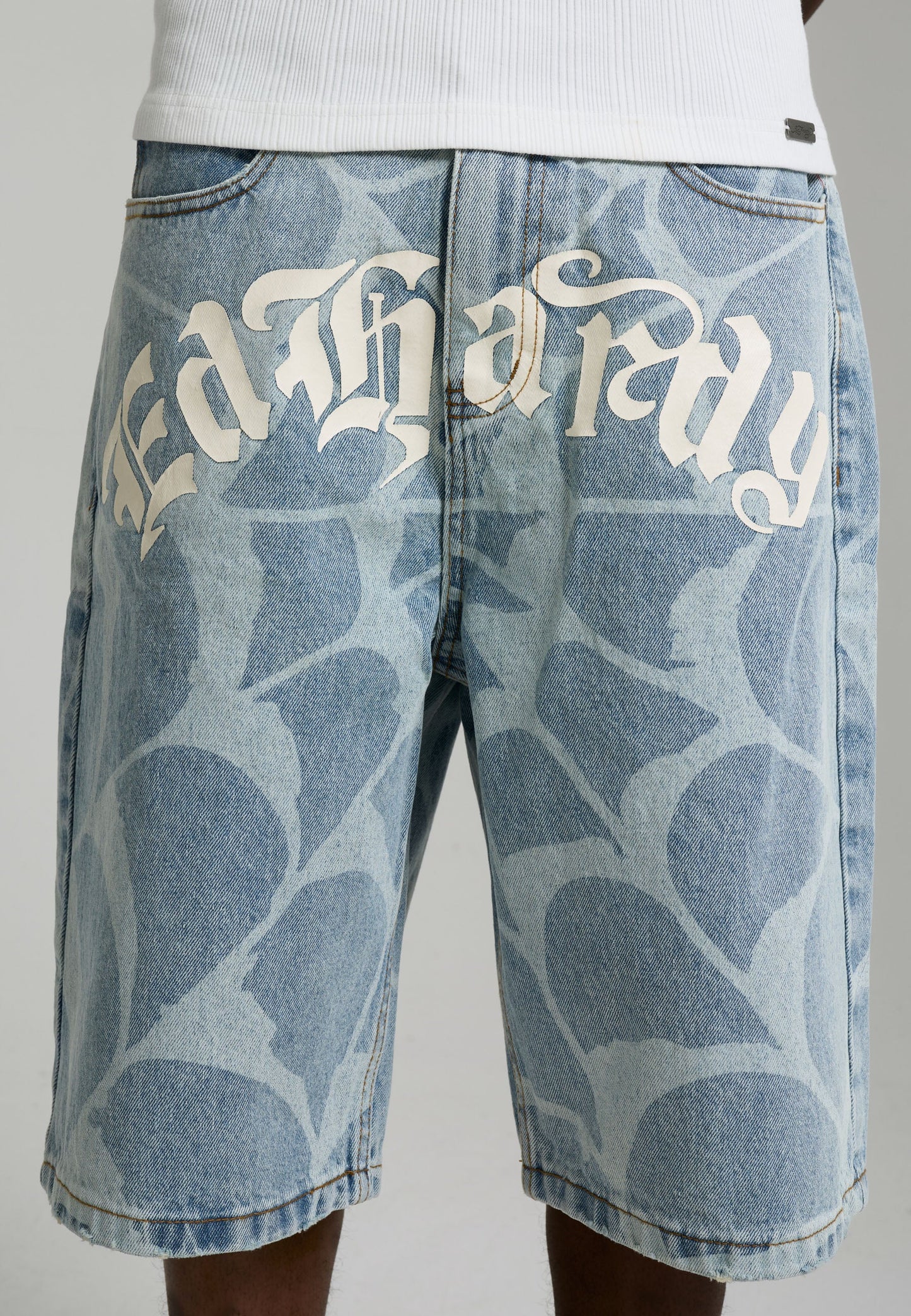 ED HARDY - GOTHIC COBWEB DENIM JORTS
