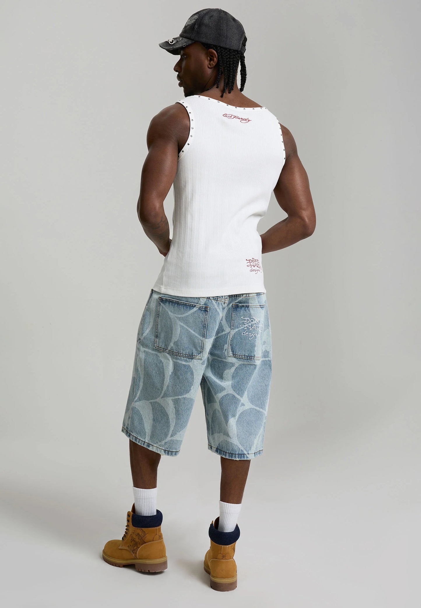 ED HARDY - GOTHIC COBWEB DENIM JORTS