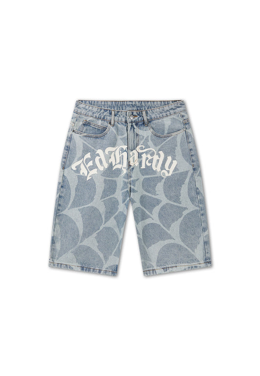 ED HARDY - GOTHIC COBWEB DENIM JORTS