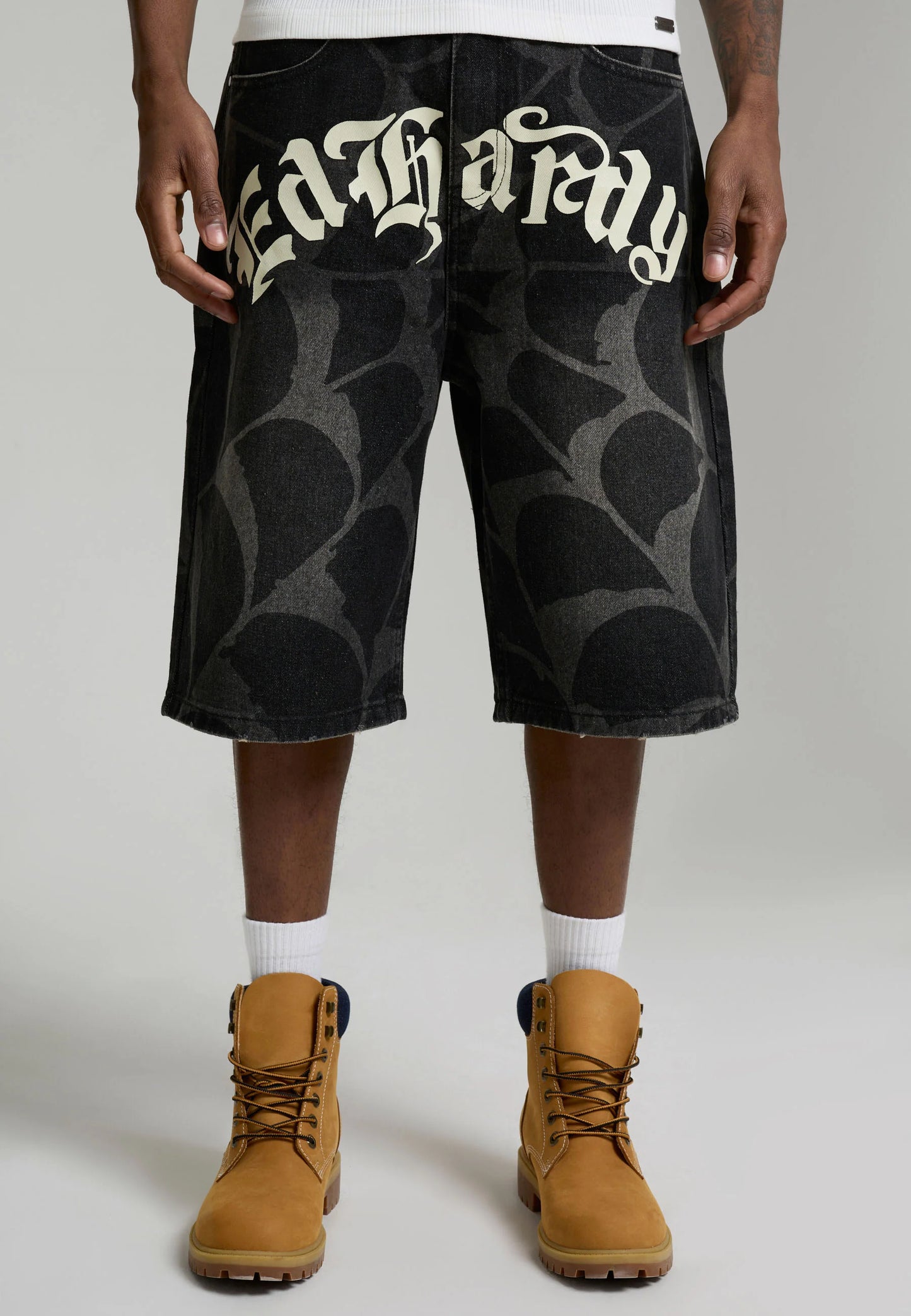 ED HARDY - GOTHIC COBWEB DENIM JORTS