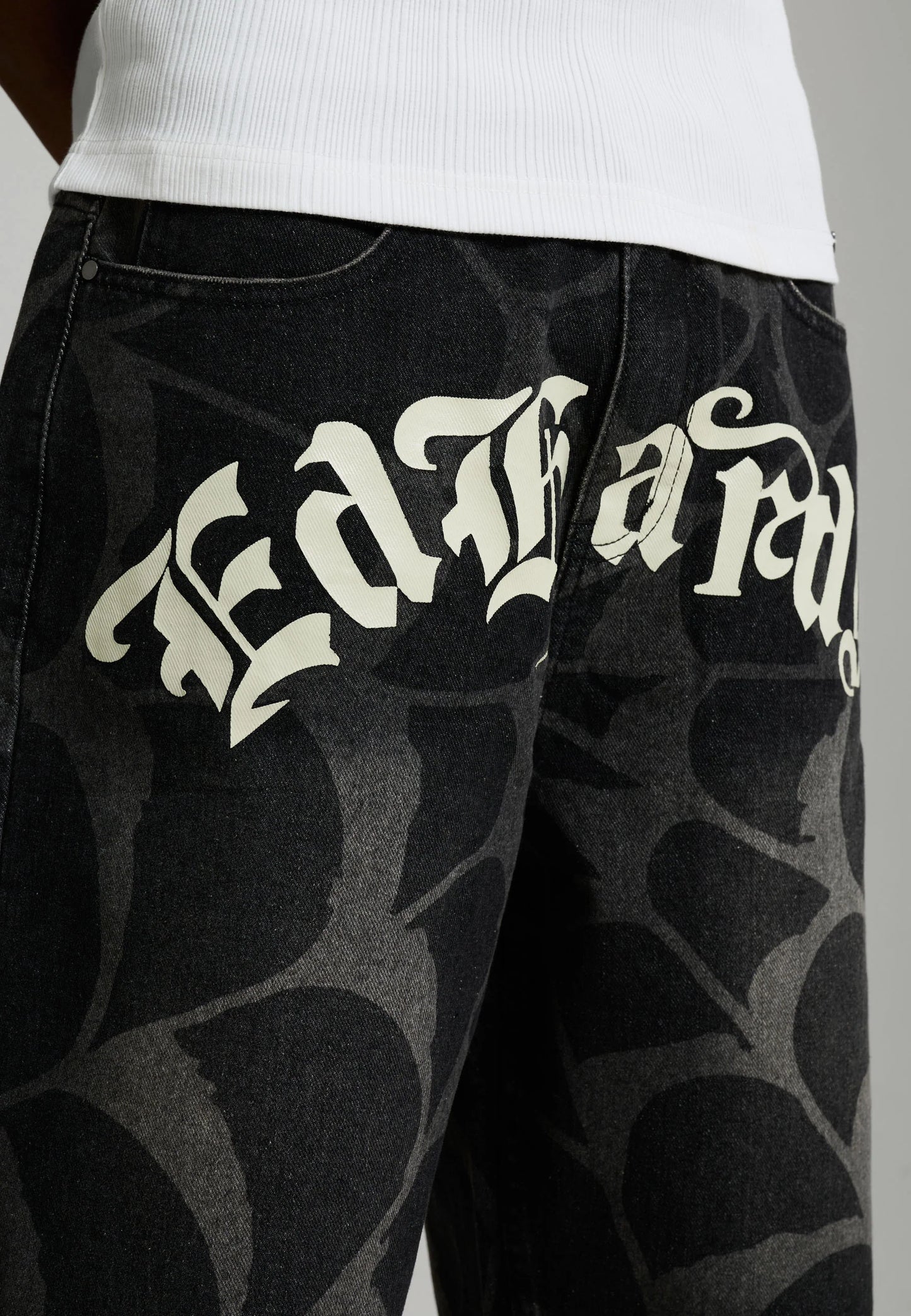 ED HARDY - GOTHIC COBWEB DENIM JORTS