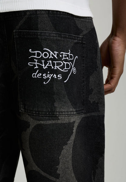 ED HARDY - GOTHIC COBWEB DENIM JORTS