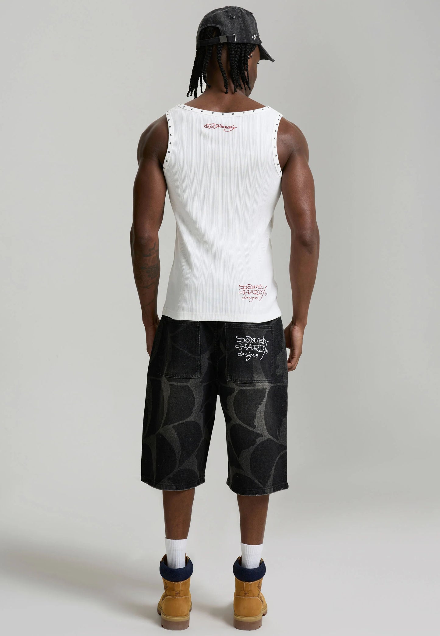 ED HARDY - GOTHIC COBWEB DENIM JORTS