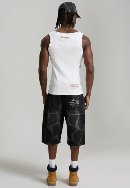ED HARDY - GOTHIC COBWEB DENIM JORTS