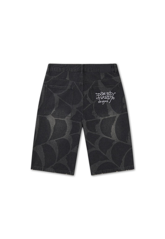 ED HARDY - GOTHIC COBWEB DENIM JORTS