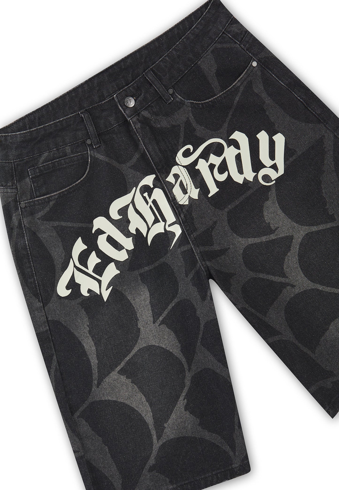 ED HARDY - GOTHIC COBWEB DENIM JORTS
