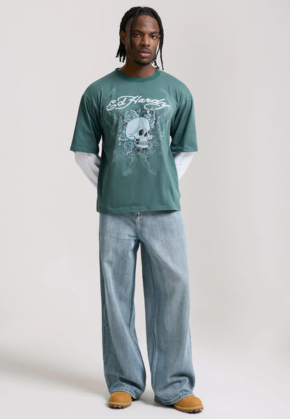ED HARDY - 1971 SKULL DOUBLE LAYER RELAXED T-SHIRT