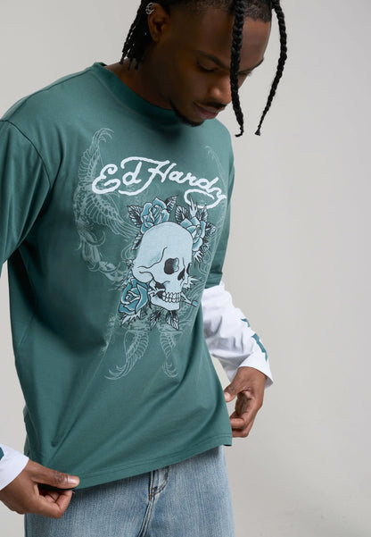 ED HARDY - 1971 SKULL DOUBLE LAYER RELAXED T-SHIRT