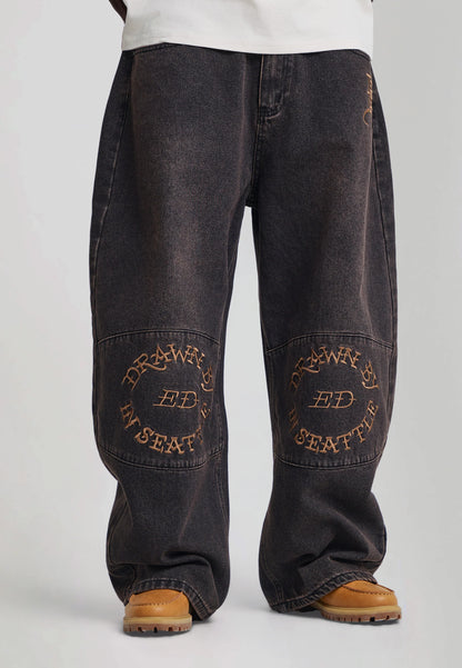 ED HARDY - DRAWN BY ED PANELLED BALLOON JEANS