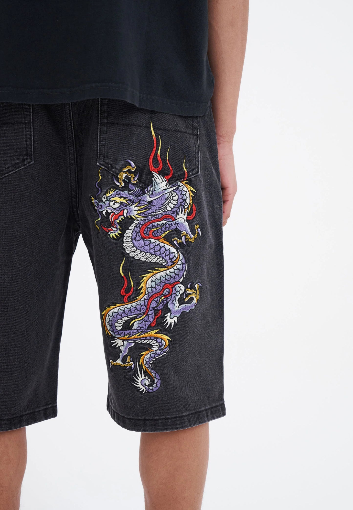 ED HARDY - BATTLE DRAGON DENIM JORTS