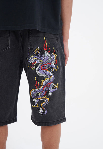 ED HARDY - BATTLE DRAGON DENIM JORTS