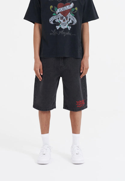 ED HARDY - BATTLE DRAGON DENIM JORTS