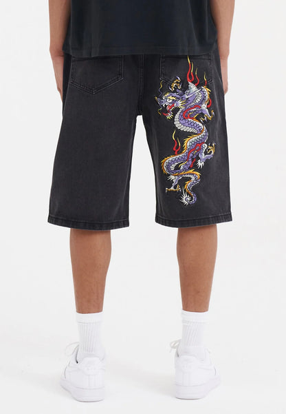 ED HARDY - BATTLE DRAGON DENIM JORTS