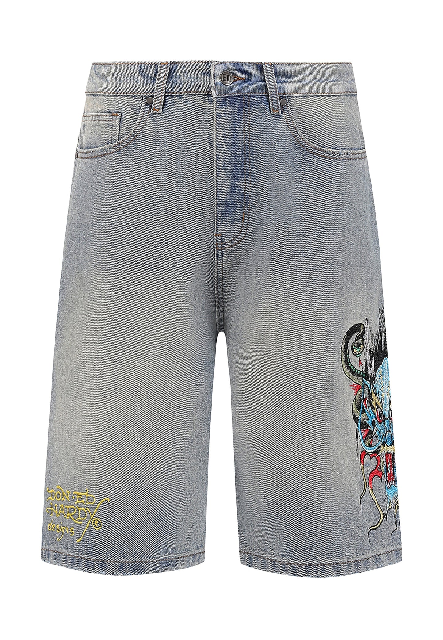 ED HARDY - MEDUSA DRAG DENIM SKATER JORTS