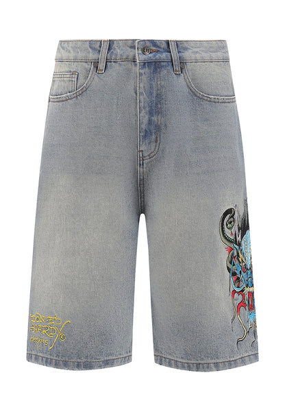 ED HARDY - MEDUSA DRAG DENIM SKATER JORTS