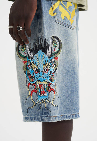 ED HARDY - MEDUSA DRAG DENIM SKATER JORTS