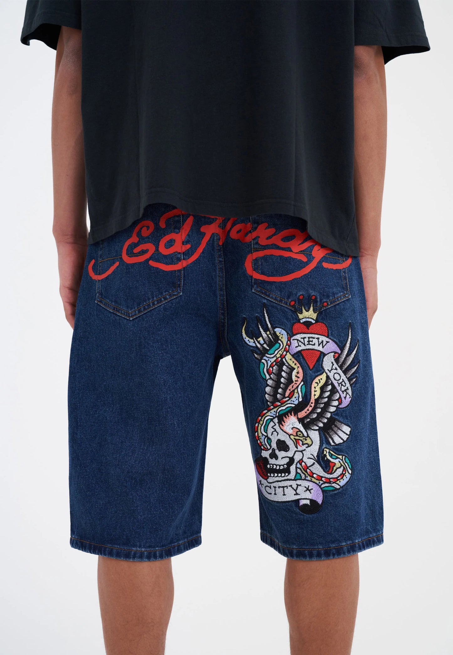 ED HARDY - NYC SKULL DENIM JORTS