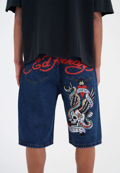 ED HARDY - NYC SKULL DENIM JORTS