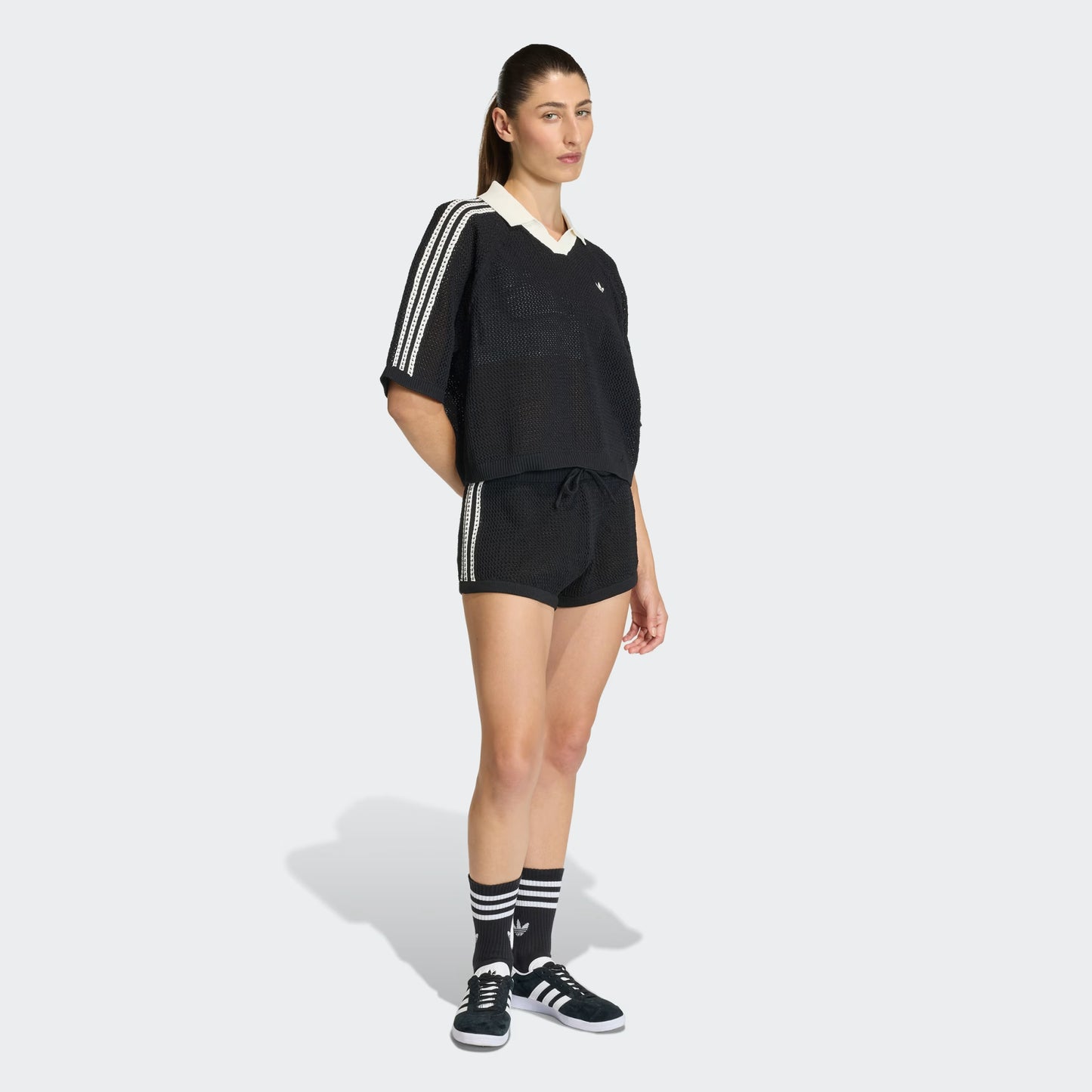 ADIDAS ORIGINALS - KNITTED CROCHET POLO
