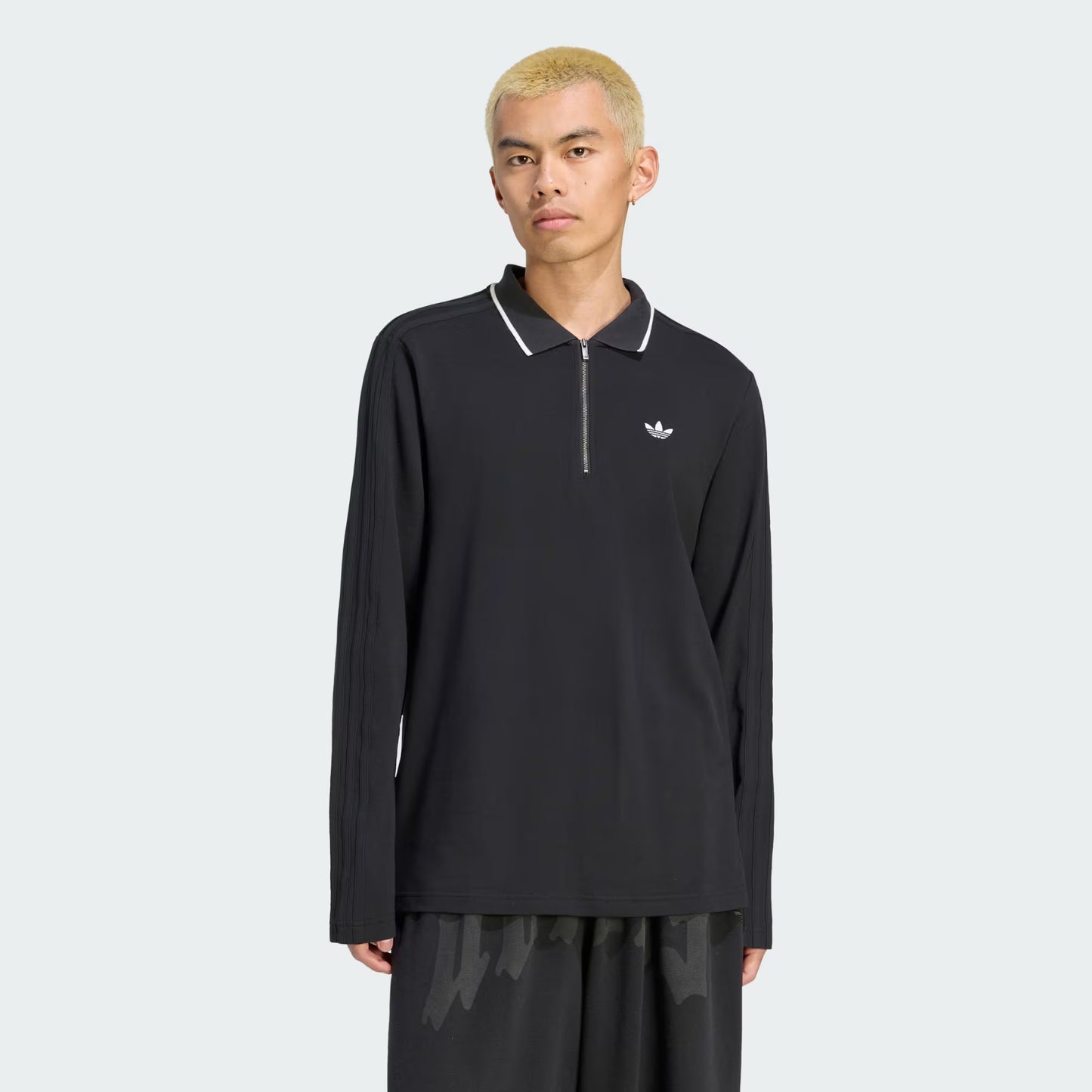 ADIDAS ORIGINALS - 3 STRIPES ENGINEERED RIB LONG SLEEVE POLO