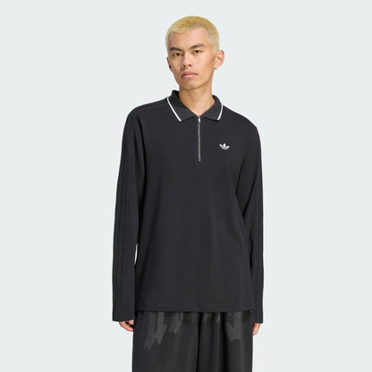 ADIDAS ORIGINALS - 3 STRIPES ENGINEERED RIB LONG SLEEVE POLO