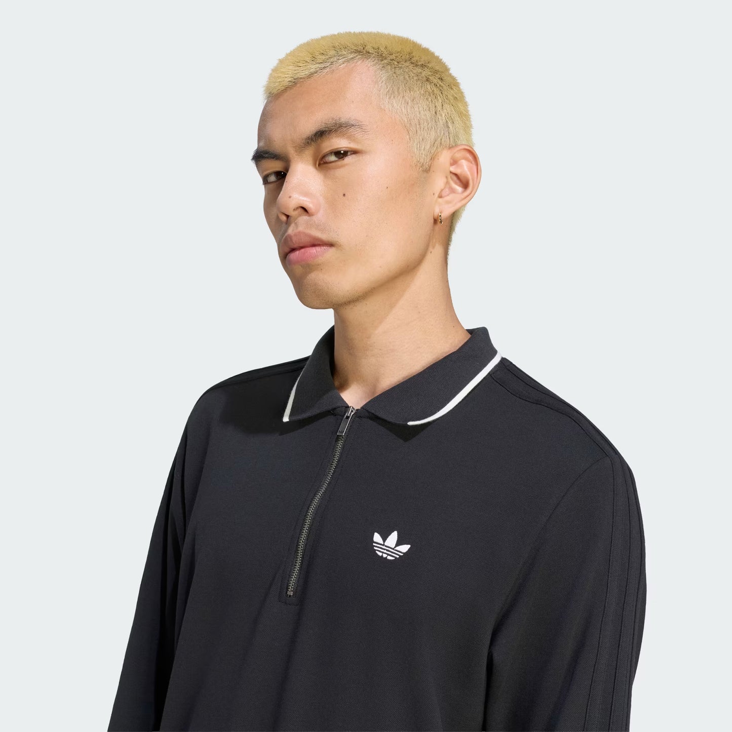 ADIDAS ORIGINALS - 3 STRIPES ENGINEERED RIB LONG SLEEVE POLO
