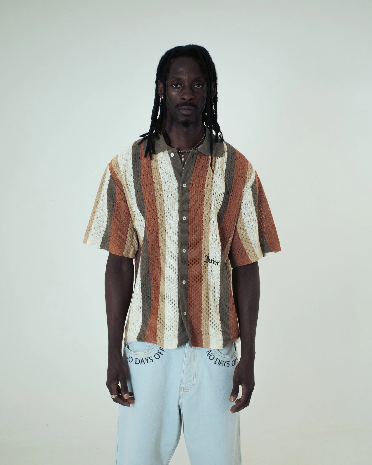 IUTER - STRIPED KNIT S/S SHIRT
