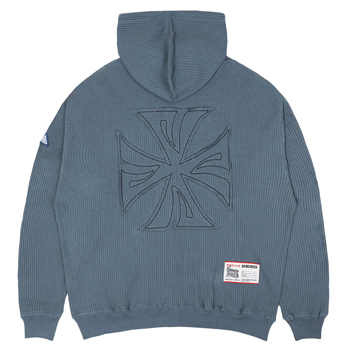 DEVÁ STATES - CROSS WAFFLE KNIT ZIP-UP HOODIE