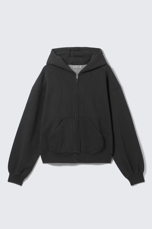 WEEKDAY - ZIP HOODIE BOB BLOCK