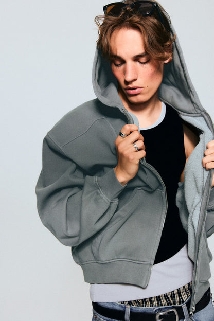 WEEKDAY - ZIP HOODIE BOB BLOCK