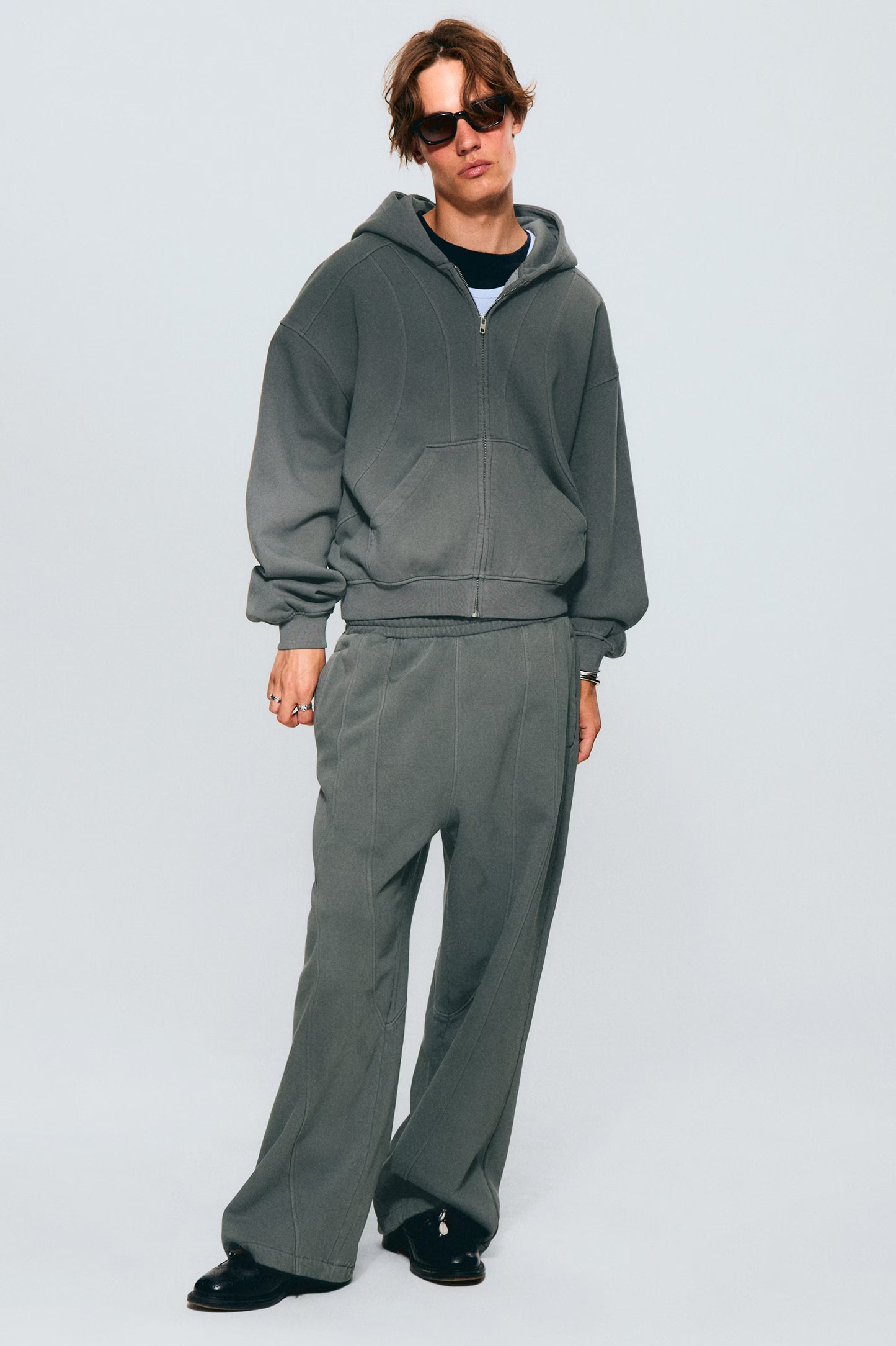 WEEKDAY - ZIP HOODIE BOB BLOCK