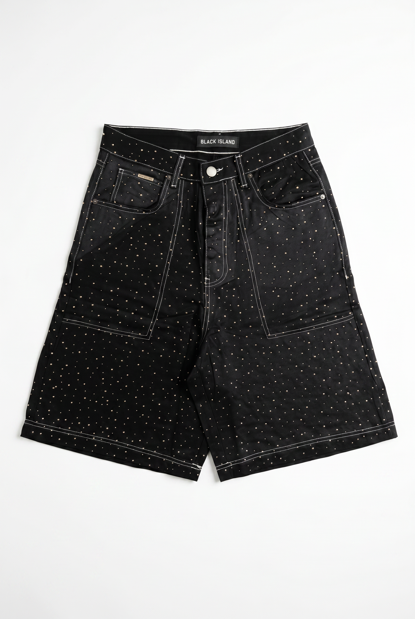BLACK ISLAND - STUDDED DENIM CAPRI SHORTS