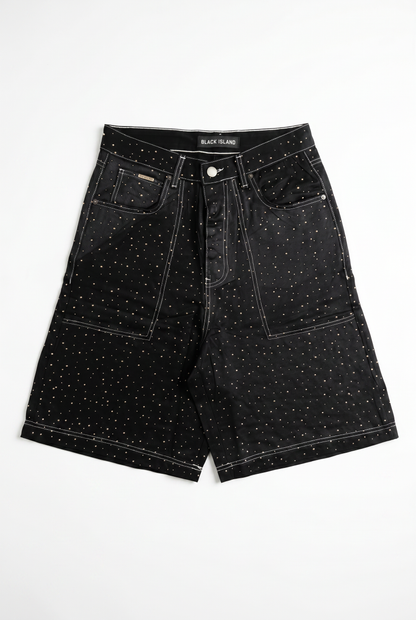 BLACK ISLAND - STUDDED DENIM CAPRI SHORTS