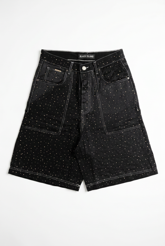 BLACK ISLAND - STUDDED DENIM CAPRI SHORTS