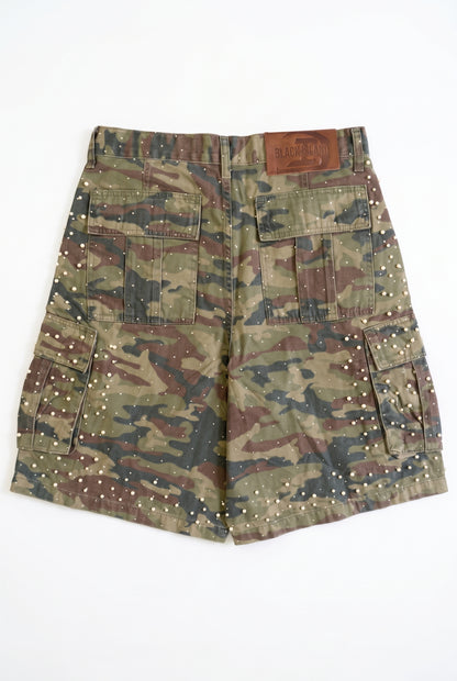 BLACK ISLAND - RHINESTONE CAMO CARGO SHORTS