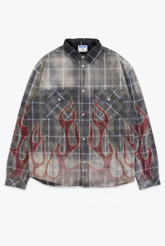 BLACK ISLAND - FLAME STUD CHECK SHIRT
