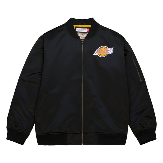 MITCHELL & NESS - LIGHTWEIGHT SATIN BOMBER VINTAGE LOGO LOS ANGELES LAKERS