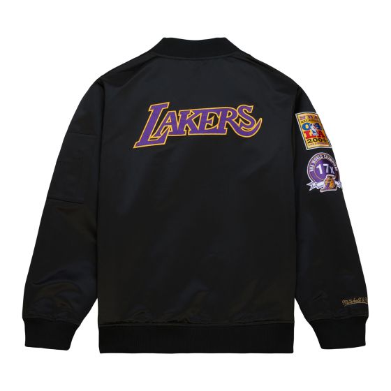 MITCHELL & NESS - LIGHTWEIGHT SATIN BOMBER VINTAGE LOGO LOS ANGELES LAKERS